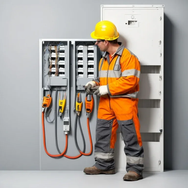 Técnico revisando cableado en casa
