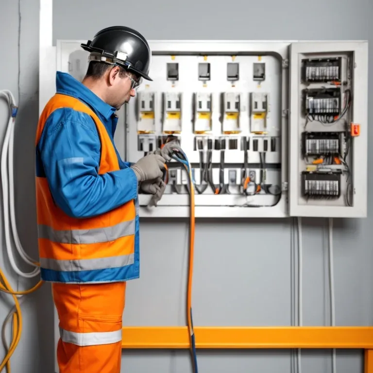 Técnico revisando cableado en casa